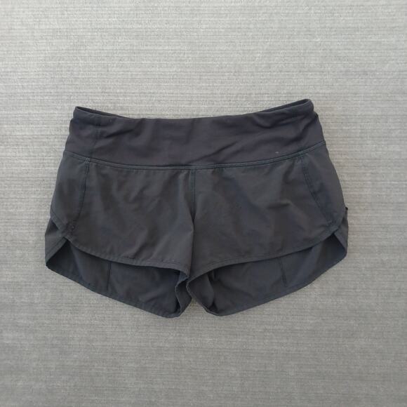 Lululemon Run Speed Short Womens 4 Black Lined 2.5" Inseam Low Rise Zip Pocket - Picture 1 of 8